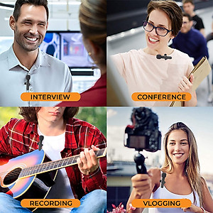 Bộ Micro Thu Âm Cài Áo Không Dây (2 Mic) Cho Điện Thoại Iphone IOS Cổng Lightning Máy Tính, Máy Ảnh Chống Ồn Dùng Quay Tiktok, Livestream, Ghi Âm, Quay Video  Thu Âm To, Tiếng Trong Veo Thích Hợp Cho 1 Hoặc 2 Người Ở Khoảng Cách Xa – Hàng Nhập Khẩu