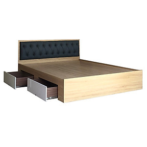 Giường Ngủ Gỗ MDF Phủ Melamine Cao Cấp Viva Màu Vàng Đầu Nệm + Học Kéo