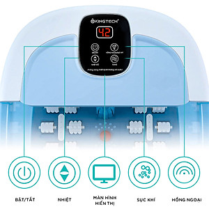 Bồn Ngâm Chân Massage KingTech BM-400 - Tính Năng Làm Nóng Nhanh Kiểm Soát Nhiệt Độ, Sục Khí, Con Lăn Mát-Xa - Giúp Làm Dịu, Thư Giãn Đôi Chân Tại Nhà - Quà Tặng Tuyệt Vời Cho Bố Mẹ, Ông Bà, Người Thân