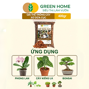 Xơ Dừa Cục Greenhome, Bao 400gr, Giá Thể Đã Qua Xử Lý, Size 1-2cm, Viên Đều Đẹp, Sạch Khuẩn, Trồng Kiểng Lá, Lan