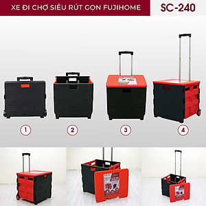 Xe kéo đẩy hàng đi chợ siêu xếp gọn hình hộp vali FUJIHOME SC-240- Hàng chính hãng