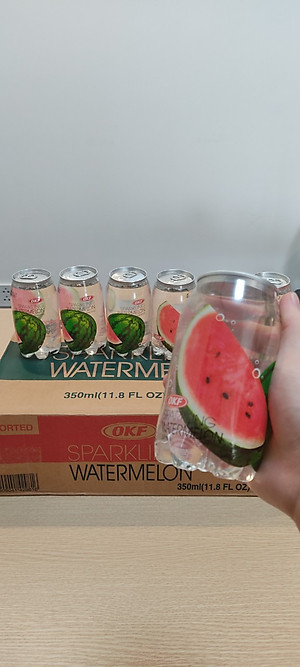 Nước ngọt có ga giải khát vị Dưa hấu (NƯỚC DƯA HẤU CÓ GA) 350ML X 6 CHAI OKF Hàn Quốc