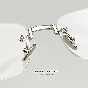 Gọng Kính Cận, Kính Giả Cận Nam Nữ, Gọng Khoan Mắt Chữ Nhật Không Viền, Sang Trọng Thanh Lịch, Cứng Cáp - BLUE LIGHT