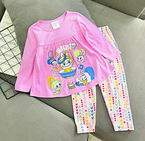 Đồ bộ bé gái, Bộ ngủ dài tay cho bé gái từ 8-25kg chất cotton hàng xuất mềm mịn mát