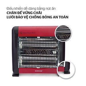 Sưởi Điện Hồng Ngoại Sunhouse SHD7013 (800W) - Đen Đỏ - Hàng Chính Hãng
