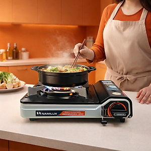 Bếp Gas Du Lịch (Bếp Gas Mini) NaMilux Mother│Van An Toàn Inline Cut│Công Suất 2.6 Kw (2.200 kcal/giờ) - Hàng Chính Hãng