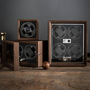 Hộp Xoay Đồng Hồ Cơ 4 Ngăn SAIKE SAIKE S4001 Vỏ Gỗ - Có Đèn LED - SANG TRỌNG