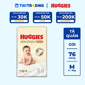 Tã quần Huggies Skin Perfect M Super Jumbo 70+6 miếng với 2 vùng thấm giảm kích ứng da