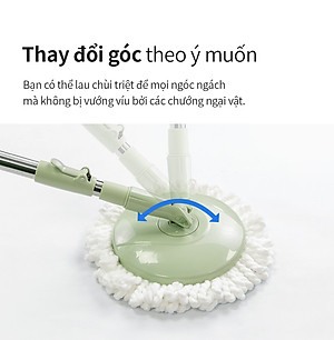 Bộ cây lau nhà Lock&Lock ETM498MITS2 SPIN MOP - Hàng chính hàng, xoay 360 độ và kèm 3 bông lau - JoyMall