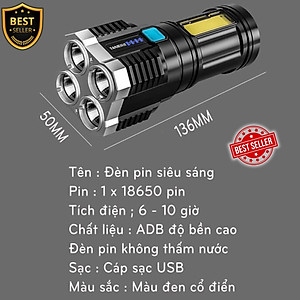 Đèn Pin Cầm Tay DP01 Gồm 4 Chế Độ Chiếu Xa 200m, Đèn Pin Mini DP03 Có 3 Chế Độ Sáng Chính Hãng D Danido, Có COB Led thân