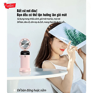 Quạt tích điện nén đá lạnh mini XM Youpin Losky LT-S3213 siêu mát pin khỏe, sử dụng cầm tay để bàn đeo cổ, kèm đế giữ điện thoại - Hàng nhập khẩu