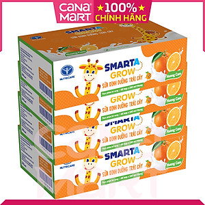Thùng sữa nước trái cây Smarta Grow (vị cam), giúp trẻ tăng chiều cao, phát
triển não bộ, dinh dưỡng cho trẻ thấp còi (48 hộp x 180ml)