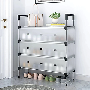 Kệ Giày Inox 5 Tầng Có Vách Ngăn Chắn Bụi, Giá Inox Để Giày Dép 4 - 5 Tầng Có Nắp Đậy, Tủ Giày Thế Hệ Mới - HÀNG CHÍNH HÃNG MINIIN