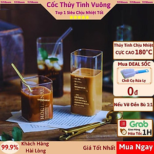 Ly thủy tinh Cốc thủy tinh vuông uống nước cà phê cao cấp dễ thương Ly cocktail cute uống trà sinh tố decor đẹp TiTiRoom