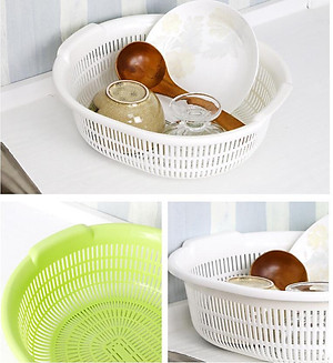 Bộ 01chậu & 01rổ nhựa Oval Sanada Seiko 5.3L cao cấp có tay cầm tiện dụng - Hàng nội địa Nhật Bản.