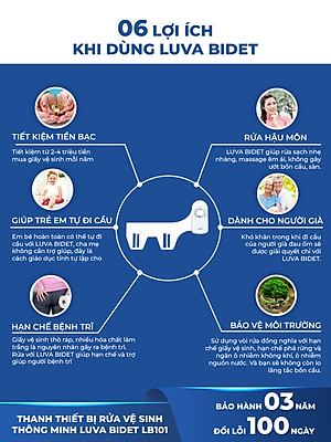 Vòi xịt vệ sinh thông minh LUVA BIDET LB101/LB201 xuất Hàn Quốc, BH 3 năm