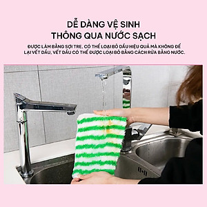 Khăn lau sợi tre MyJae lau bếp, lau tay, 2 mặt có móc treo 23cm x 18cm (3 Cái/Gói)
