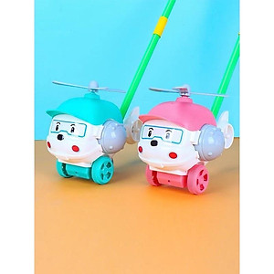 Đồ chơi xe đẩy poli chong chóng quay có cần đẩy cho bé