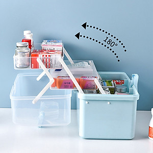 Hộp Đựng Thuốc Y Tế, Hộp Thuốc Y Tế Gia Đình Kích Thước 34cm x 21.5cm x 19cm, Hộp Thuốc 3 Tầng Mở 180 Độ Có Quai Xách Tiện Lợi Giao Màu Ngẫu Nhiên