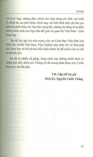 Điều Chỉnh Một Số Chính Sách Của Liên Bang Nga Từ Xung Đột Nga - Ukraine Và Tác Động Đến Quan Hệ Việt Nam - Liên Bang Nga (Sách Chuyên Khảo) 