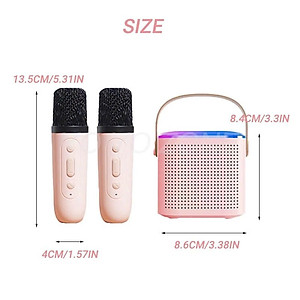 Loa Bluetooth mini kèm 2 micro hát karaoke không dây - Mic hát karaoke âm thanh chất lượng lọc âm khử nhiễu LED RGB - Hàng Nhập Khẩu