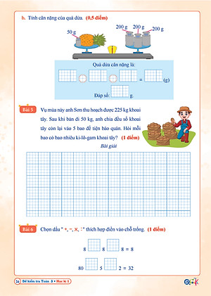Đề Kiểm Tra Toán Lớp 3 - Kết Nối Tri Thức - Học kì 1