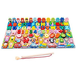 Đồ chơi bảng câu cá gắn nam châm và ghép chữ số bằng gỗ cho trẻ