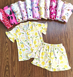Đồ bộ bé gái, bộ pijama ngắn tay cho bé gái size 18-35kg chất cotton mềm mát