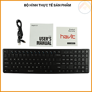 Bàn phím văn phòng có dây HAVIT KB252 Full-size 108 phím Cổng USB 1.5m Đen Hàng Chính Hãng