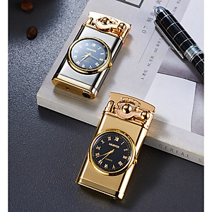 Vỏ Hột Quẹt Bật Lửa Gas DH-615 Khò 2 Tia Kiêm Đồng Hồ La Mã Cầm Tay Cực Đẹp - Nhiều Màu