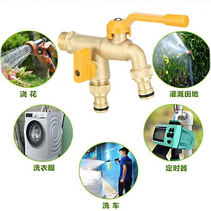 Vòi nước Faucet tăng áp bằng hợp kim vòi nước 2 đầu ra thông minh kèm 2 đầu nối ống