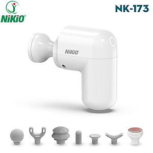 Súng Massage Cầm Tay Mini Nikio NK-173 - 6 Đầu Chuyên Dụng + 1 Đầu Nhiệt Nóng - Mát Xa Hỗ Trợ Giảm Đau Nhức Và Giãn Cơ Toàn Thân - Phù Hợp Mọi Đối Tượng, Siêu Nhỏ Gọn