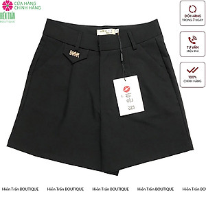 Quần short nữ Hiền Trần BOUTIQUE túi nắp lệch cạp cao short ống rộng phong cách cá tính trẻ trung