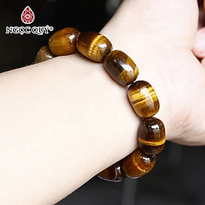 Vòng tay lu thống 13x18mm đá thạch anh mắt hổ vàng nâu mệnh thổ, kim - Ngọc Quý Gemstones