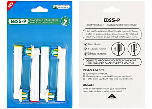 Cho máy Oral B Braun, bộ 4 Đầu Bàn Chải đánh răng điện thay thế MIHOCO EB25-P New Floss Action, đánh tan mảng bám, cao răng, làm sạch vết ố