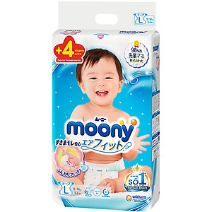 Tã Dán Cao Cấp Moony Nhật Bản L54 (54 Miếng ) - Tặng 4 miếng trong gói