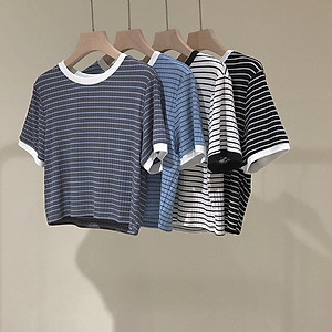 áo thun ngắn croptop sọc ngang mềm mịn cute