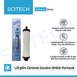 Lõi Gốm Ceramic Doulton British Portacel 7.5 inch by Scitech - Lõi số 1 máy lọc nước Nano Aquastar và máy lọc nước Nano/RO (Dùng thay thế lõi PP) - Hàng chính hãng