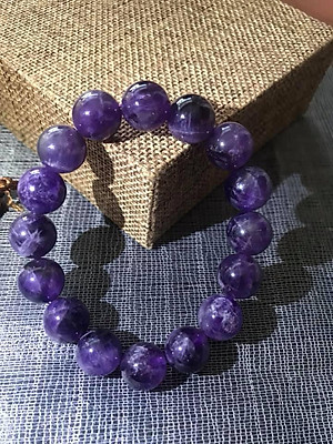 VÒNG THẠCH ANH TÍM 12LY  ĐÁ TỰ NHIÊN NAM NỮ MẠNG  HOẢ THỔ 