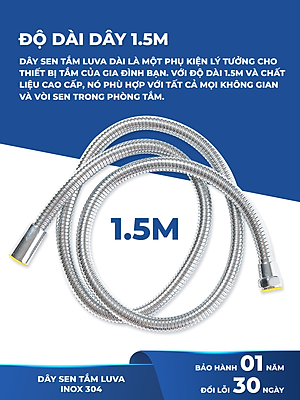 Combo vòi sen tăng áp LUVA VS4 kèm dây sen LUVA dài 1.5m