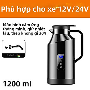 Bình Đun Nước Xe Hơi Chuyên Dùng Mẫu Mới 2026 Dung Tích 1200ML SUS304 12V/24V 200W Tự Ngắt Khi Sôi Dùng Cho Xe Tải Xe Khách Đường Dài