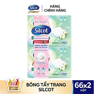 Bộ 2 Hộp Silcot Bông Trang Điểm (bông tẩy trang) Nhật Bản Cao Cấp (66 Miếng/Hộp)