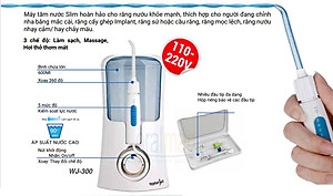 Máy tăm nước cá nhân WaterJet Flosser Slim (4 đầu tăm, dùng được cho người niềng răng, có đầu cạo lưỡi)