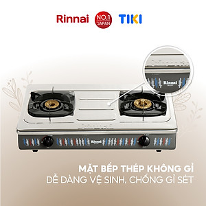Bếp gas dương Rinnai RV-377(S)N mặt bếp inox và kiềng bếp men - Hàng chính hãng.