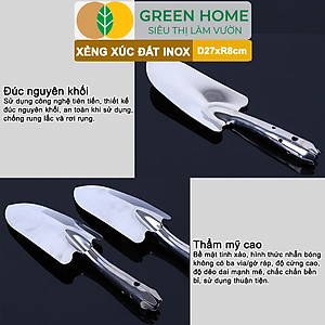 Xẻng Xúc Đất Greenhome, D27xR8cm, Dụng Cụ Làm Vườn, Hợp Kim Chống Rỉ, Siêu Bền, Dễ Vệ Sinh, Tiện Lợi
