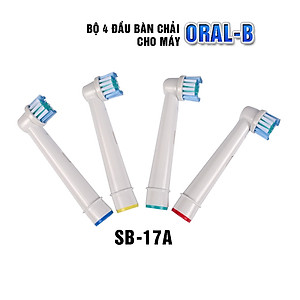 Cho máy Braun Oral B, SB-17A Daily Bộ 4 đầu bàn chải đánh răng điện thay thế, Phá tan mọi mảng bám, cho răng sáng bóng