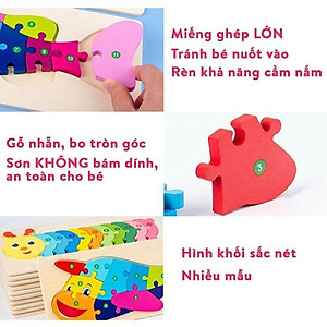 Combo 5 Tranh Ghép Gỗ 3D HT SYS Cho Bé, Tranh Nối Số Từ 1 - 10, Đa Dạng Màu Sắc Giúp Bé Phát Triển Trí Tuệ