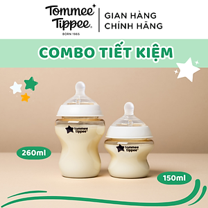 COMBO 2 Bình Sữa PPSU Ty Siêu Mềm Tự Nhiên Tommee Tippee Natural Start 150ml & 260ml
