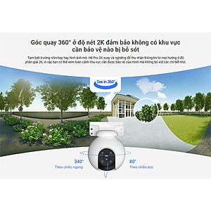 Camera Wi-fi EZVIZ H8 PRO 2K & 3K, Quay Quét 360 Độ Ngoài Trời, Ghi Hình Màu Ban Đêm, Đàm Thoại 2 Chiều - Hàng Chính Hãng