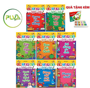 Combo 8 Quyển Tô Màu - Tập Vẽ Tăng Khả Năng Tư Duy +Sáng Tạo Cho Bé Yêu: Tặng Kèm Hộp Sáp Màu 12 Màu Xinh Xắn